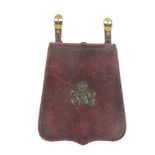 Victorian Staff Officer’s Undress Sabretache crimson leather scallop bottom, front fitted with brass