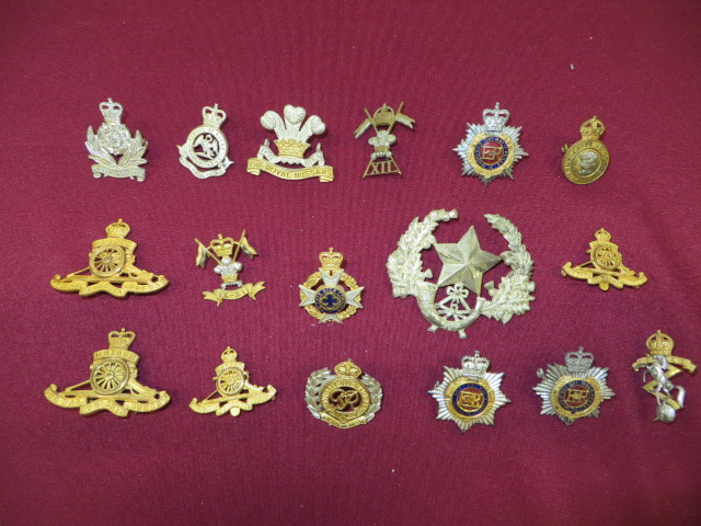 Selection of Officers’ Cap Badges including QC silvered, gilt and enamel Royal Army Chaplains