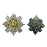 Three Various Scots Guards Badges consisting large silvered, gilt and enamel badge.  4 rear screw