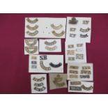 Good Selection of Brass Shoulder Titles including Seaforth ... Oxf & Bucks ... SWB ... KOSB ...