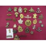 Selection of Canadian Cap Badges including KC silvered 7/XI Hussars ... KC brass Royal Regiment of