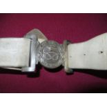 Stafford Rifle Volunteers NCO’s Dress Belt white buff leather single section belt.  Plated brass two