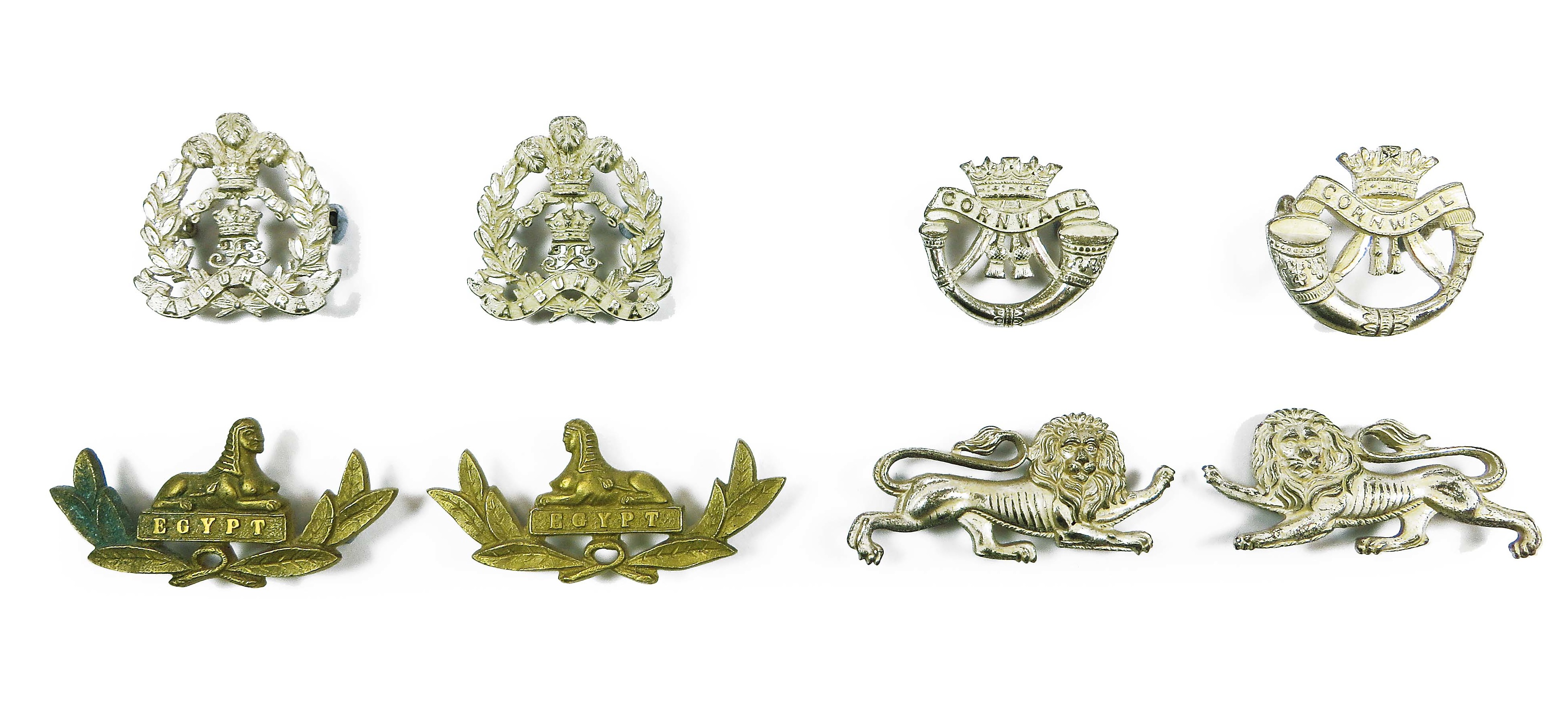 Selection of Officer Collar Badge Pairs matching pairs include silvered Middlesex Reg ... Silvered