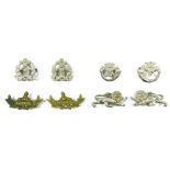 Selection of Officer Collar Badge Pairs matching pairs include silvered Middlesex Reg ... Silvered