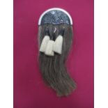 Liverpool Scottish OR’s Sporran black, brown and cream horsehair front with three white horsehair