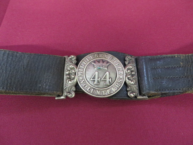 44th Middlesex Rifle Volunteers NCO’s Belt black leather single section belt with white metal