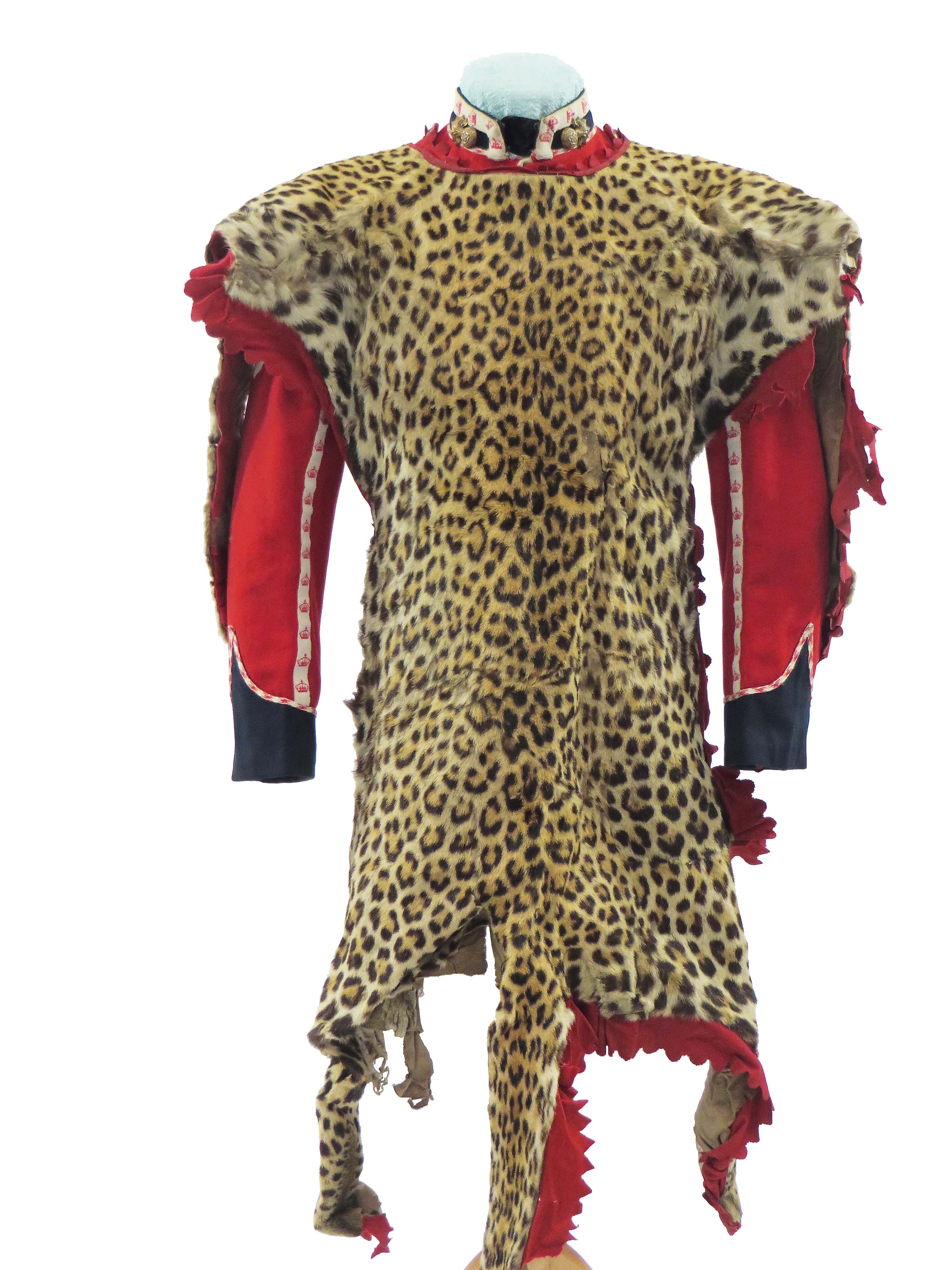 Infantry Bass Drummer’s Leopard Skin Apron antique full leopard skin complete with head fitted