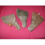 Three Various Russian Holsters consisting brown leather Tokarev automatic pistol holster ... 2 x