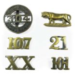 Small Selection of Various Badges consisting cast brass tiger.  Rear lugs cast in ... Cast brass