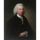 English School (late 18th century) Portrait of a bewigged Jersey Advocate, wearing a ruffled