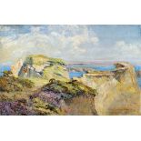 Arthur Bowmar Porter (British, c.1876-1960) 'Rocks at Platte Fougere, Guernsey' oil on board, signed