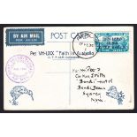 New Zealand : 1934 17th February, first Trans Tasman airmail service on specially produced card.