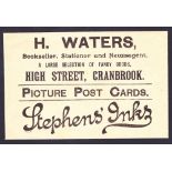 ADVERTISING : H. Waters book sellers of Cranbrook, advertising envelope.