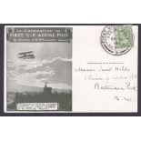 Great Britain : 1911 9th September, First Aerial post, special card in olive green with special