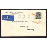 Great Britain 1935 Airmail cover from London to Hamburg, Germany. Printed envelope with advert for