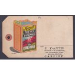 ADVERTISING: Mores Fresco Distemper illustrated baggage tag, unusual.