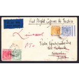 Cyprus : 1932 19th April, first flight airmail cover to India (IE 160). arriving in Karachi 22 April