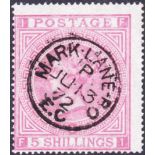 STAMPS : 1867 5/- rose plate 1, Superb u