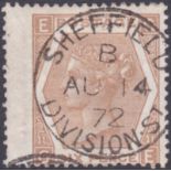 STAMPS : 1872 6d Chestnut plate 11 (GE).