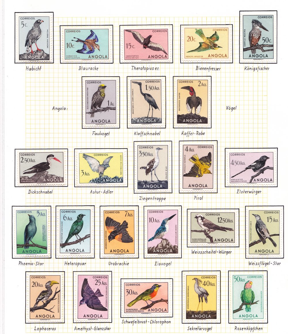 BIRDS, Angola, 1951 definitive set of 24