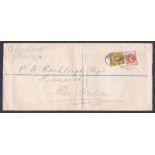 1891 registered envelope franked with 1/