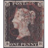 STAMPS : 1840 Penny Black plate 2 (BH).