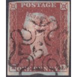 STAMPS : 1843 Four margin Penny Red canc