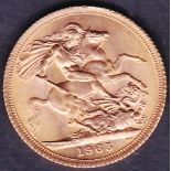 1965 Full Gold Sovereign (f) housed in a