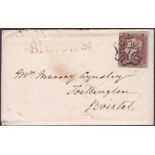 1848 Penny red plate 33 on cover, cancel