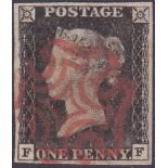 STAMPS : 1840 Penny Black plate 7 (FF).