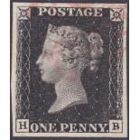 STAMPS : 1840 Penny Black plate 6 (HB).