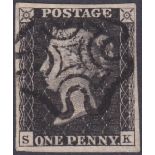 STAMPS : 1840 Penny Black plate 9 (SK).