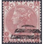 STAMPS : 1867 10d plate 1 (AK) fine used