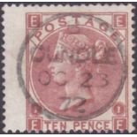 STAMPS : 1867 10d Red-Brown plate 1 (EE)