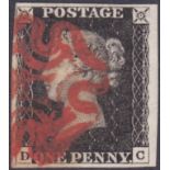 STAMPS : 1840 Penny Black plate 6 (DC).