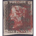 STAMPS : 1840 Penny Black plate 2 (GG).