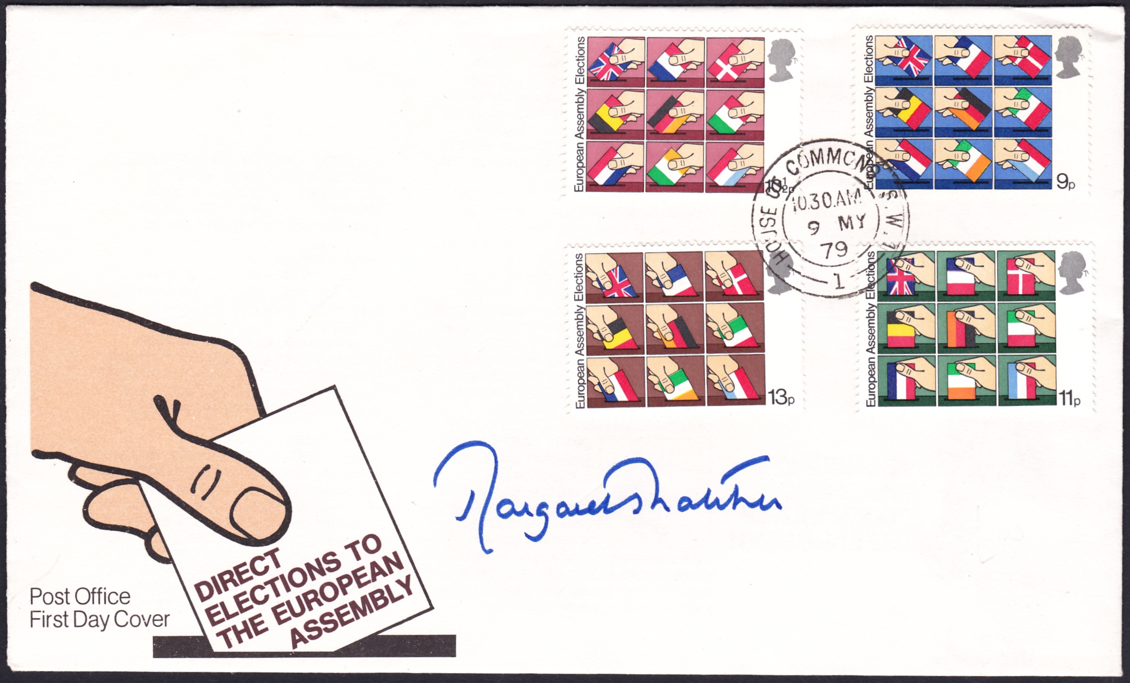 Margaret Thatcher signed 1979 EEC First Day Cover, cancelled by House of Commons CDS. Scarce item