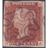 STAMPS : 1841 Penny Red plate 13 (FA) , fine example with four large margins. SG8 Cat £170.
