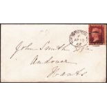 1862 NORTHAMPTON Spoon cancel on small cover to Andover. 1st re-cut , dated 10th April 1862