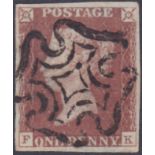 STAMPS : 1841 Penny Red plate 9 (FK). Superb four margin example, cancelled by central MX, SG 7