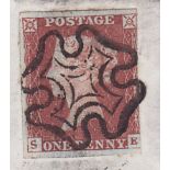 1843 Penny red plate 33 (SE) on Metropolitan Life Assurance returned wrapper, cancelled by Liverpool
