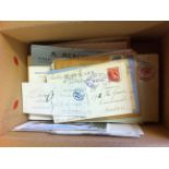 Small box with an assortment of world postal history. Some useful & better items inc airmails,