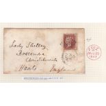 1857 KINGSTOWN Spoon cancel on small envelope to Christchurch England. 29th June 1957.