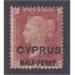 CYPRUS STAMPS: 1858 Penny Red over-printed CYPRUS and Half-penny, mint part gum.