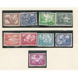 STAMPS : Small used selection on album pages inc 1933 Opening of Reichstag set & téte-béche pairs,