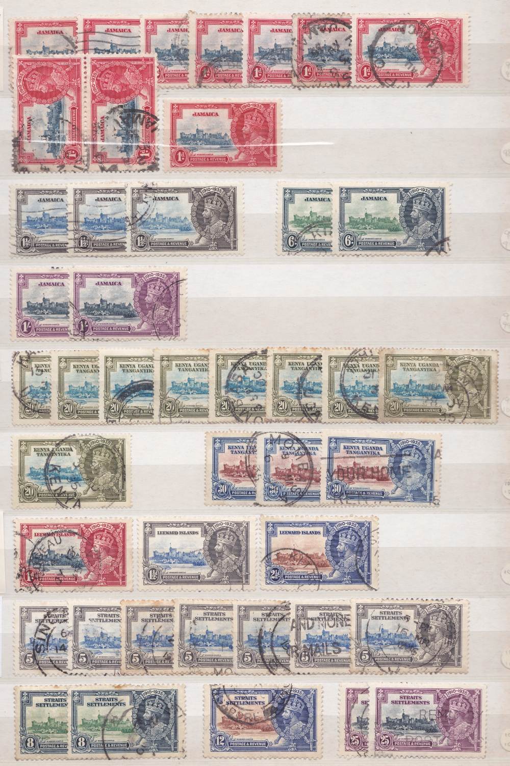 STAMPS : 1935 Silver Jubilee, stockbook with a duplicated range of mint & used issues. A few