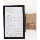 Autographed mourning letter dated 1877 addressed to Lady Molesworth, from the Pencallow