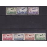 FRANCE STAMPS : 1936 AIR, set of seven values, low values have some toning, but 50Fr emerald-green