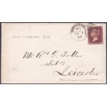 1857 MANCHESTER spoon cancel D4a 2nd re-cut. Very neat little cover to Leicester. 1st December