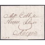 POSTAL HISTORY : 1780 MARGATE entire with clear Bishop Mark.